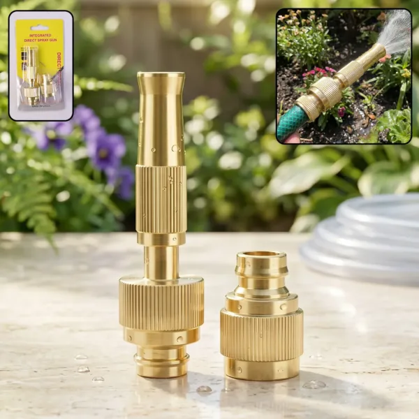 Golden Brass Garden Hose Water Nozzle Spray Gun with Quick Connect…