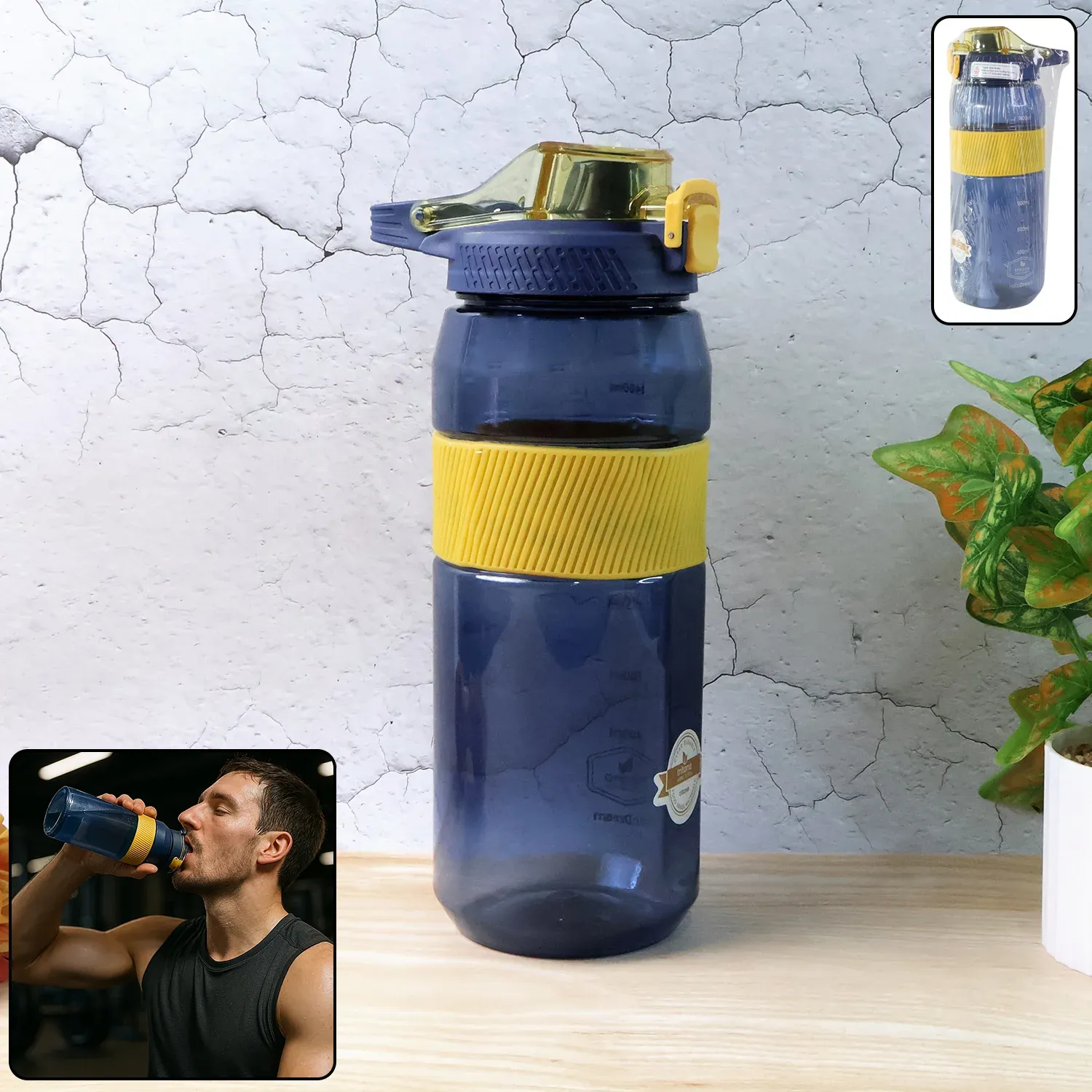 Premium Sports Water Bottle 1400ml – Leakproof Flip Lock Lid with Straw - Buy Online at Alikart