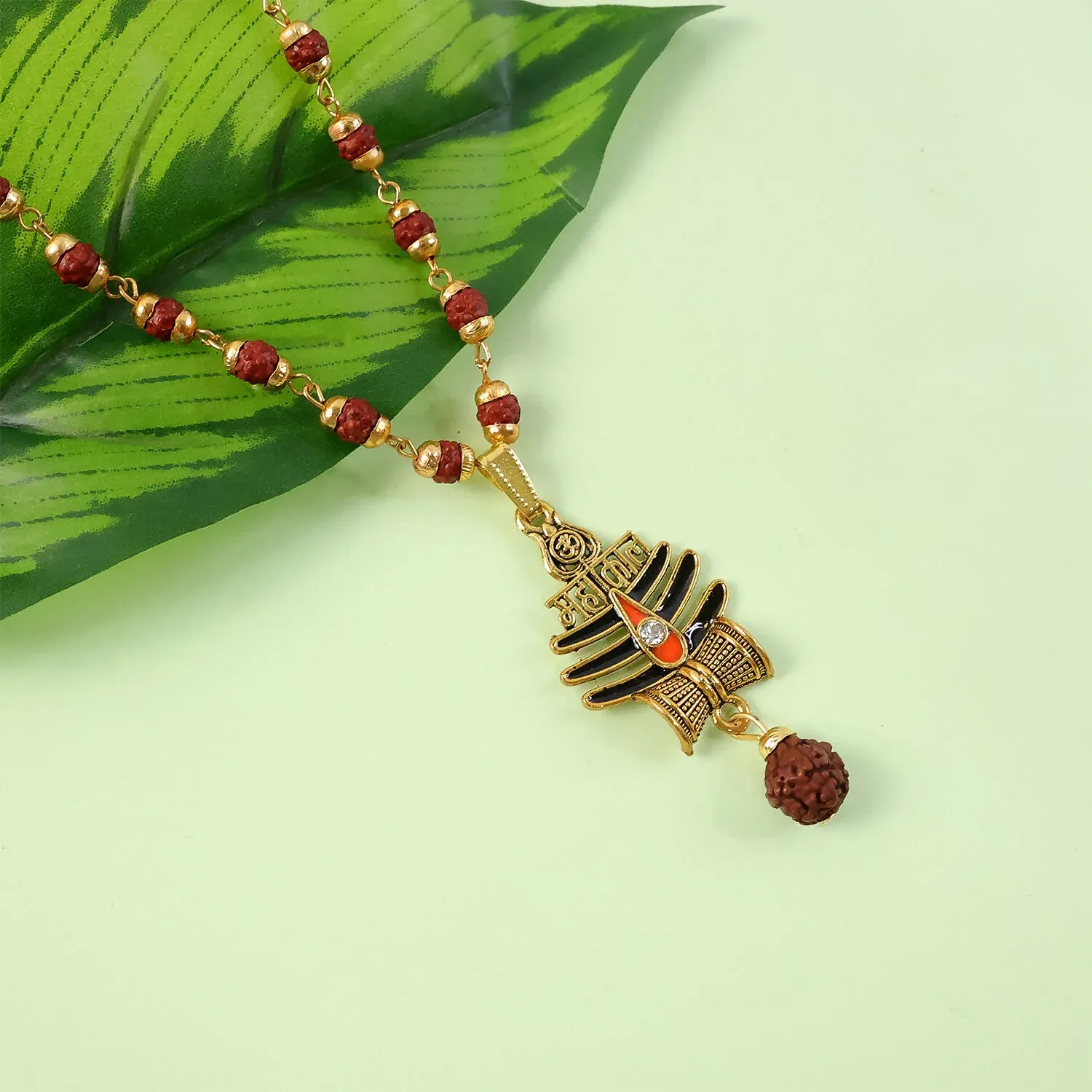Premium Shiva Trishul Pendant – Spiritual Rudraksha Mala Necklace - Buy Online at Alikart