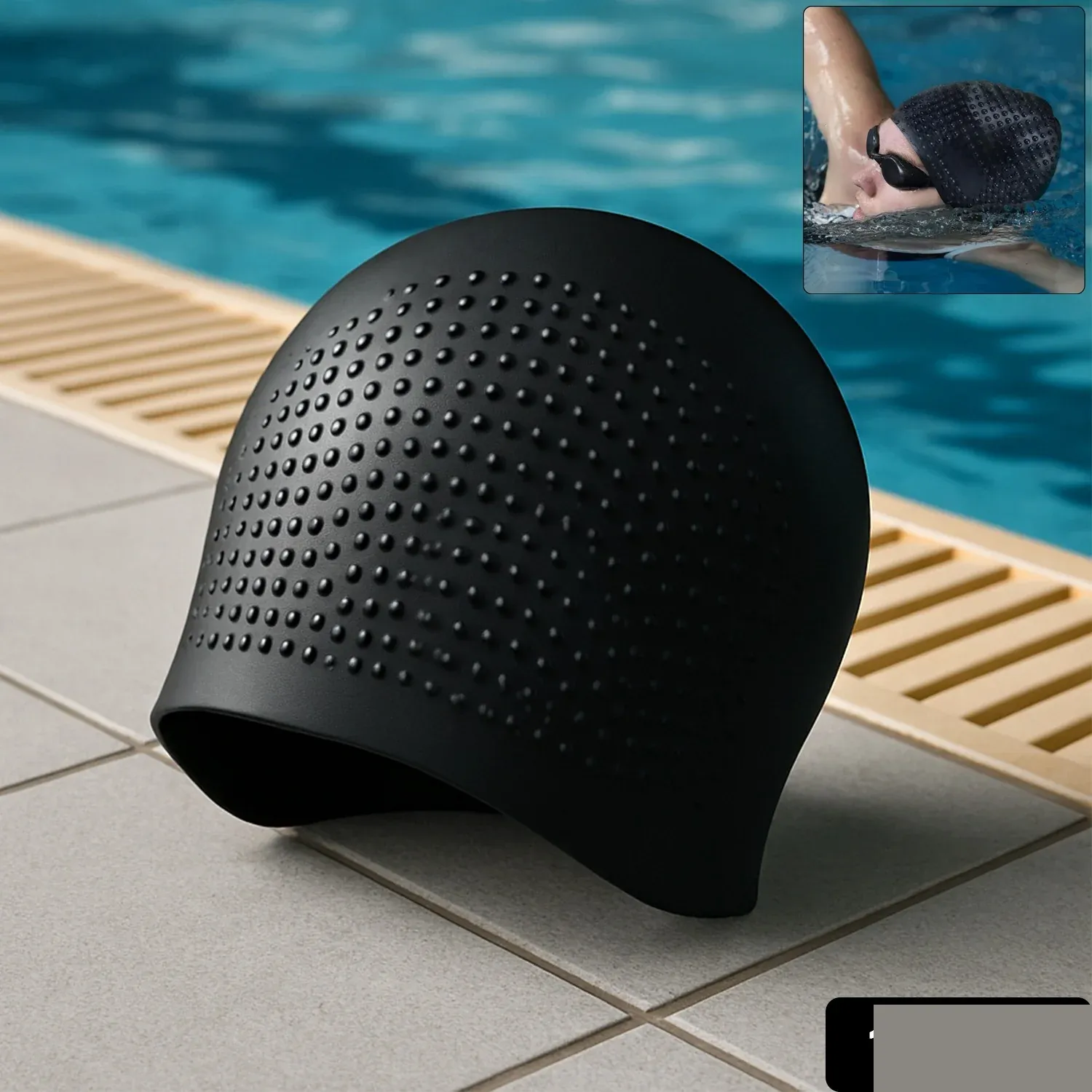 Silicone Swimming Cap – Durable, Waterproof & Comfortable Fit - Detailed Feature View 1