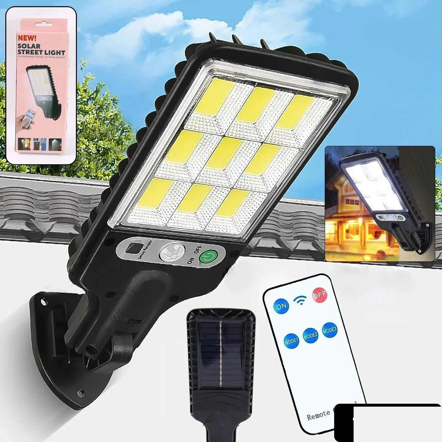 Solar LED Street Light – High Power with Motion Sensor & Remote Control - Detailed Feature View 1