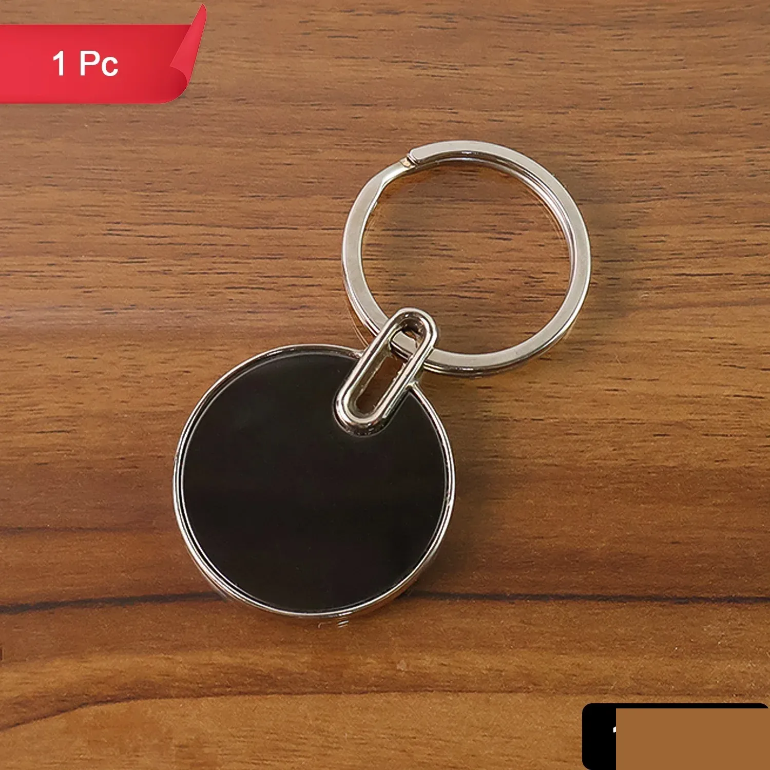 Black Round Metal Keychain – Durable Minimalist Key Organizer - Detailed Feature View 1