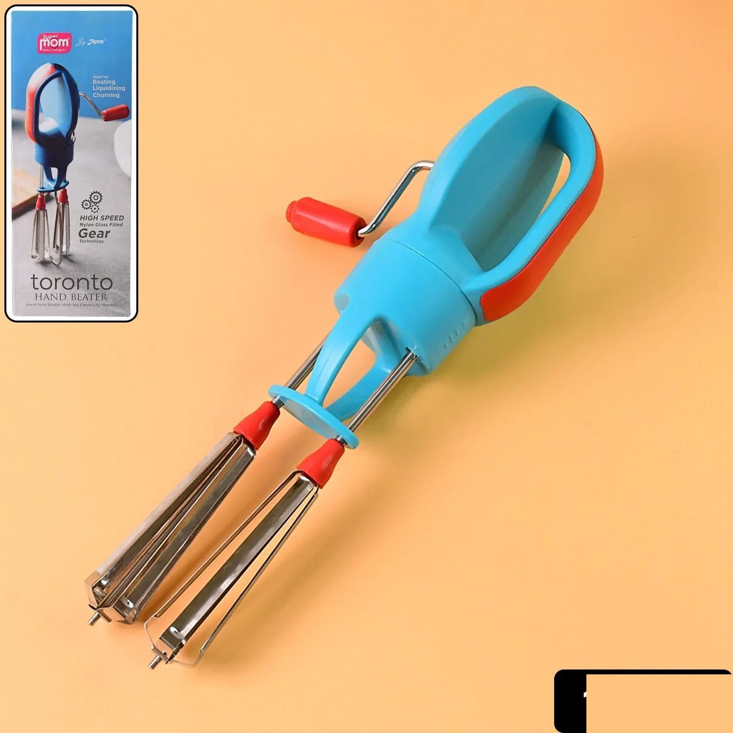 Manual Hand Beater – High-Speed Dual Stainless Steel Whisks - Detailed Feature View 1