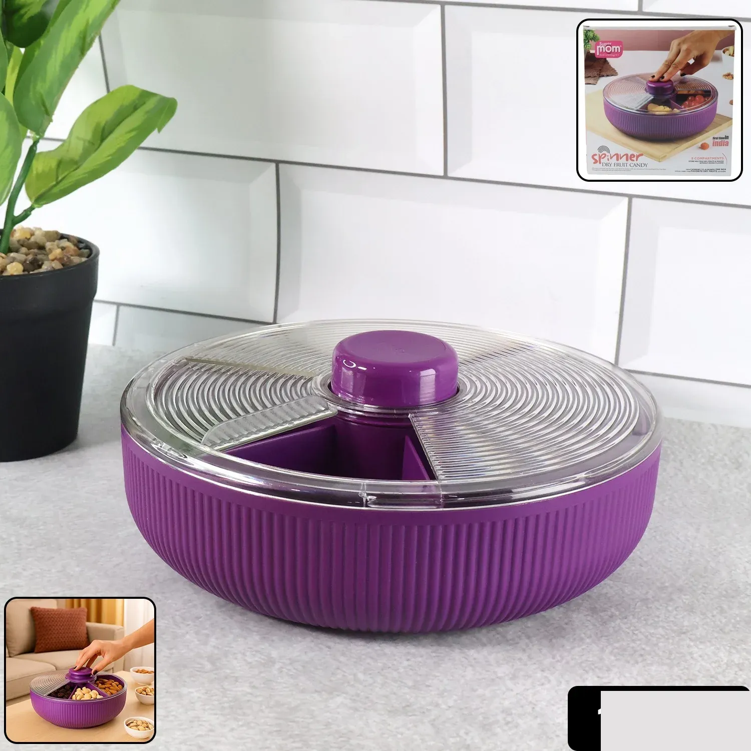 Rotating Dry Fruit Storage Container – Multipurpose Snack Organizer - Detailed Feature View 1