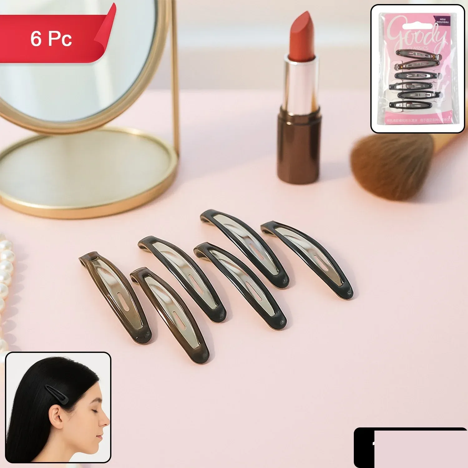 Snap Hair Clips for Women – Strong Hold, Non-Slip 6 Pc Set - Detailed Feature View 1