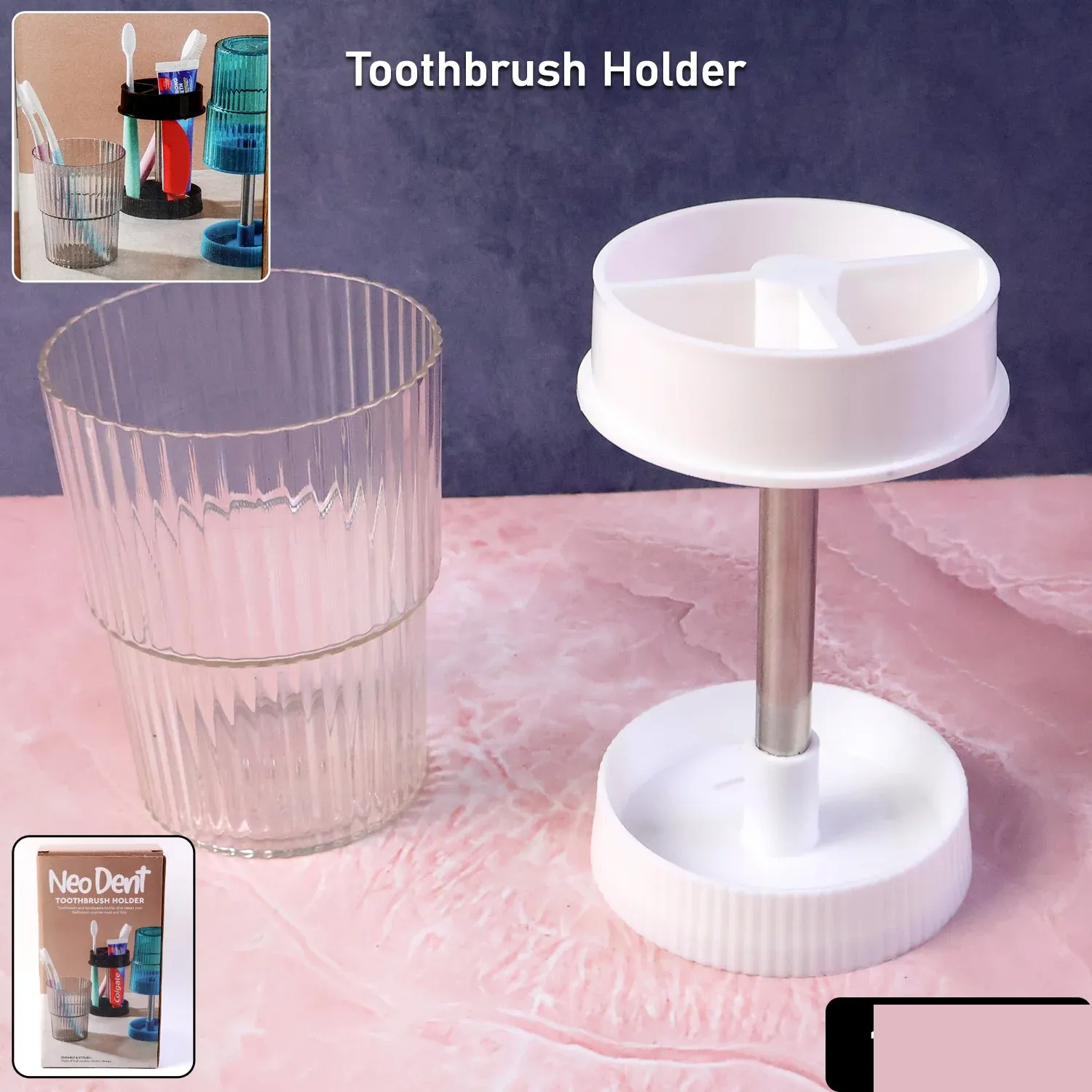 Rotating Toothbrush Holder Stand – Space-Saving Bathroom Organizer - Detailed Feature View 1