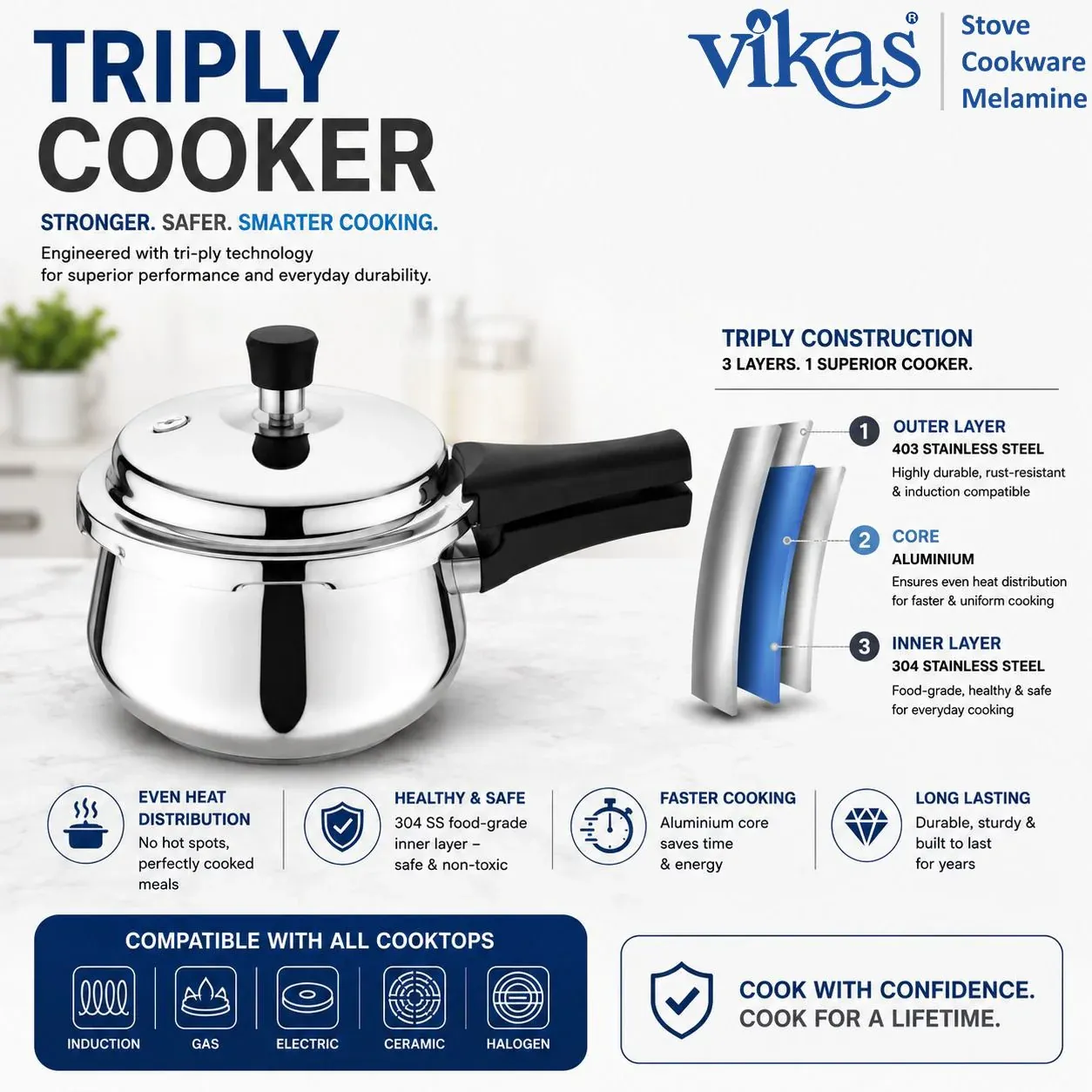 Pressure Cooker – Safe, Durable & Fast Cooking - Detailed Feature View 1