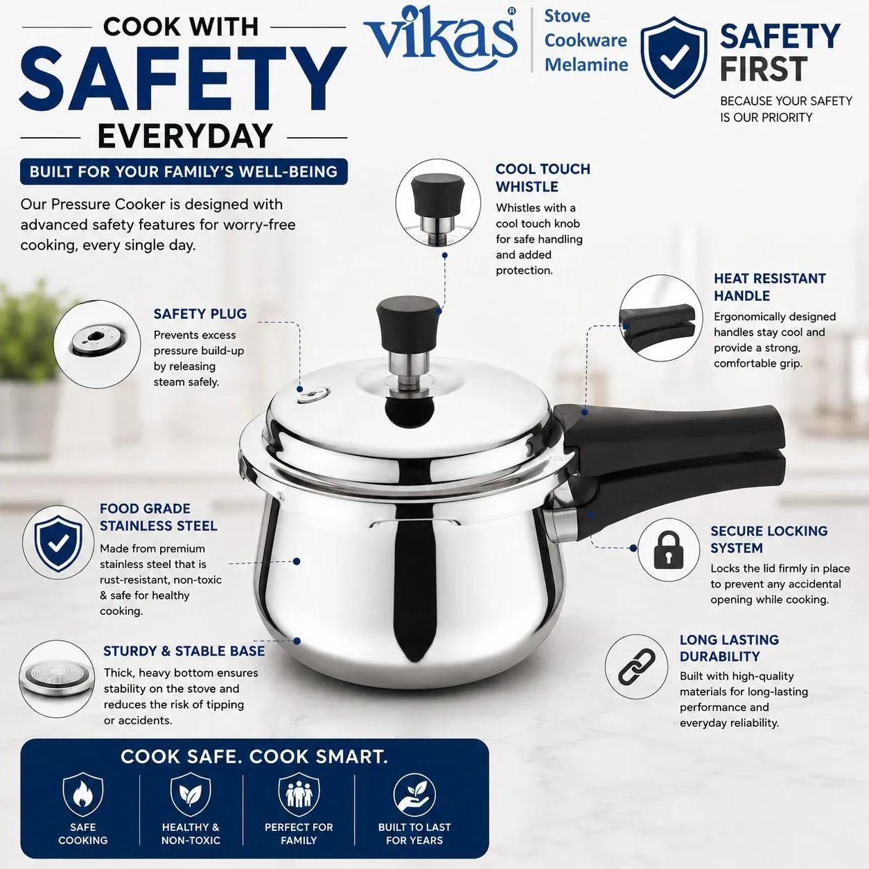 Pressure Cooker – Safe, Durable & Fast Cooking - Detailed Feature View 3
