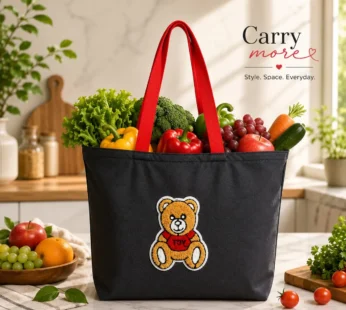 Cute Teddy Reusable Shopping Bag | Foldable Large Capacity Grocery Tote Bag for Shopping, Travel & Daily Use