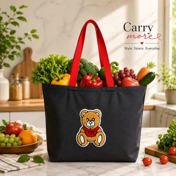 Cute Teddy Reusable Shopping Bag | Foldable Large Capacity Grocery Tote Bag for Shopping, Travel & Daily Use