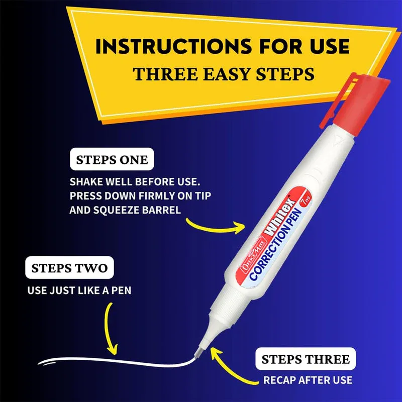 White Correction Pen – 7ml Fine Metal Tip with Quick Dry Formula - Detailed Feature View 3