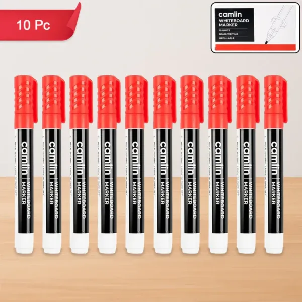 Whiteboard Marker Red – Bold, Refillable Pack of 10