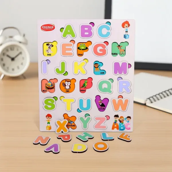 Wooden Alphabet Puzzle Board – Colorful A–Z Learning Toy for Kids
