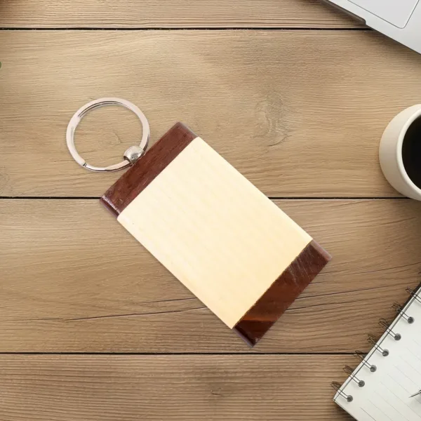 Wooden Keychain – Premium Dual-Tone Rectangular Key Holder