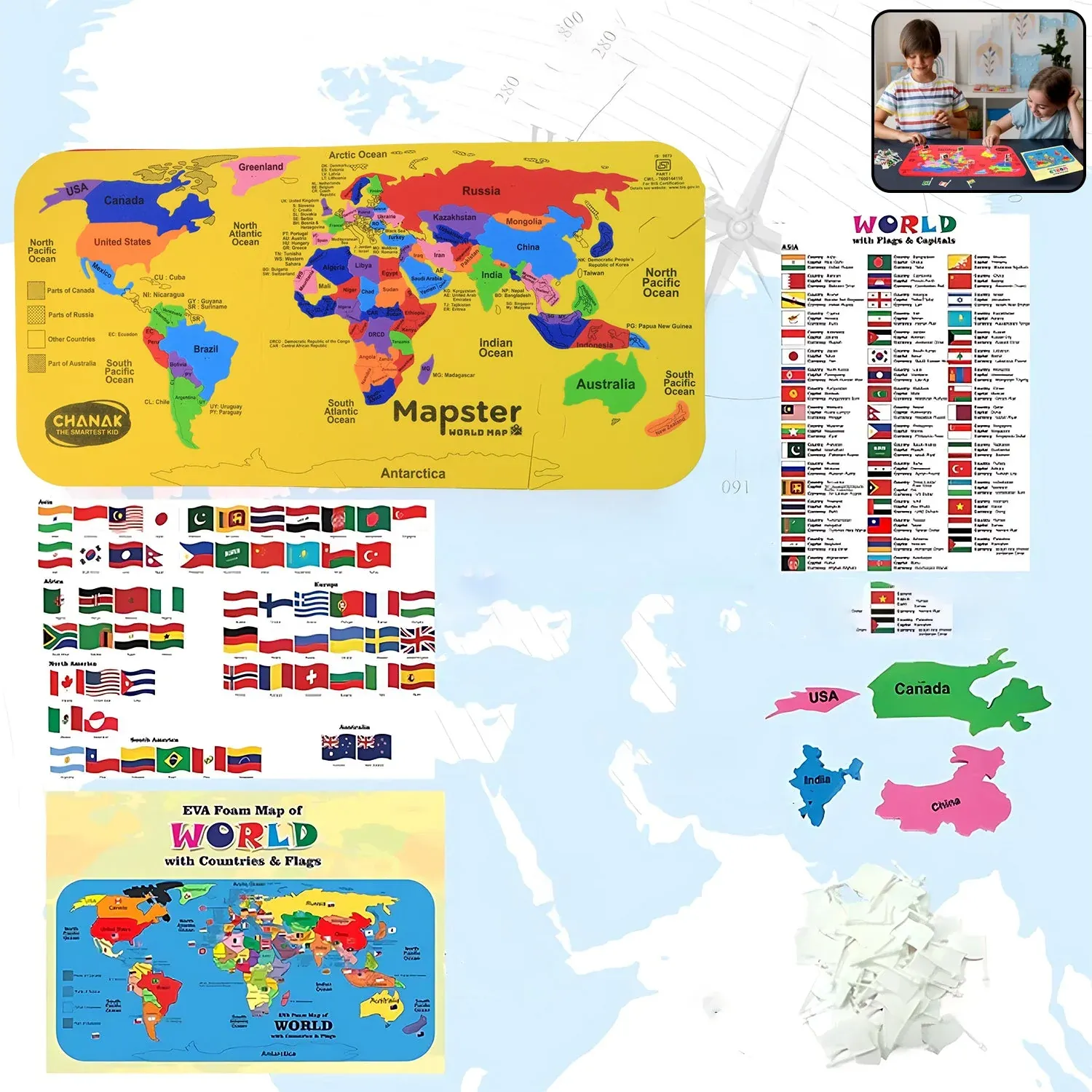 Premium World Map Puzzle – Educational EVA Foam Toy for Kids 5+ - Buy Online at Alikart