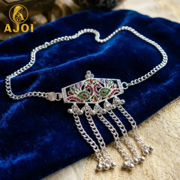 Silver-Toned Oxidised Bridal Kamarband