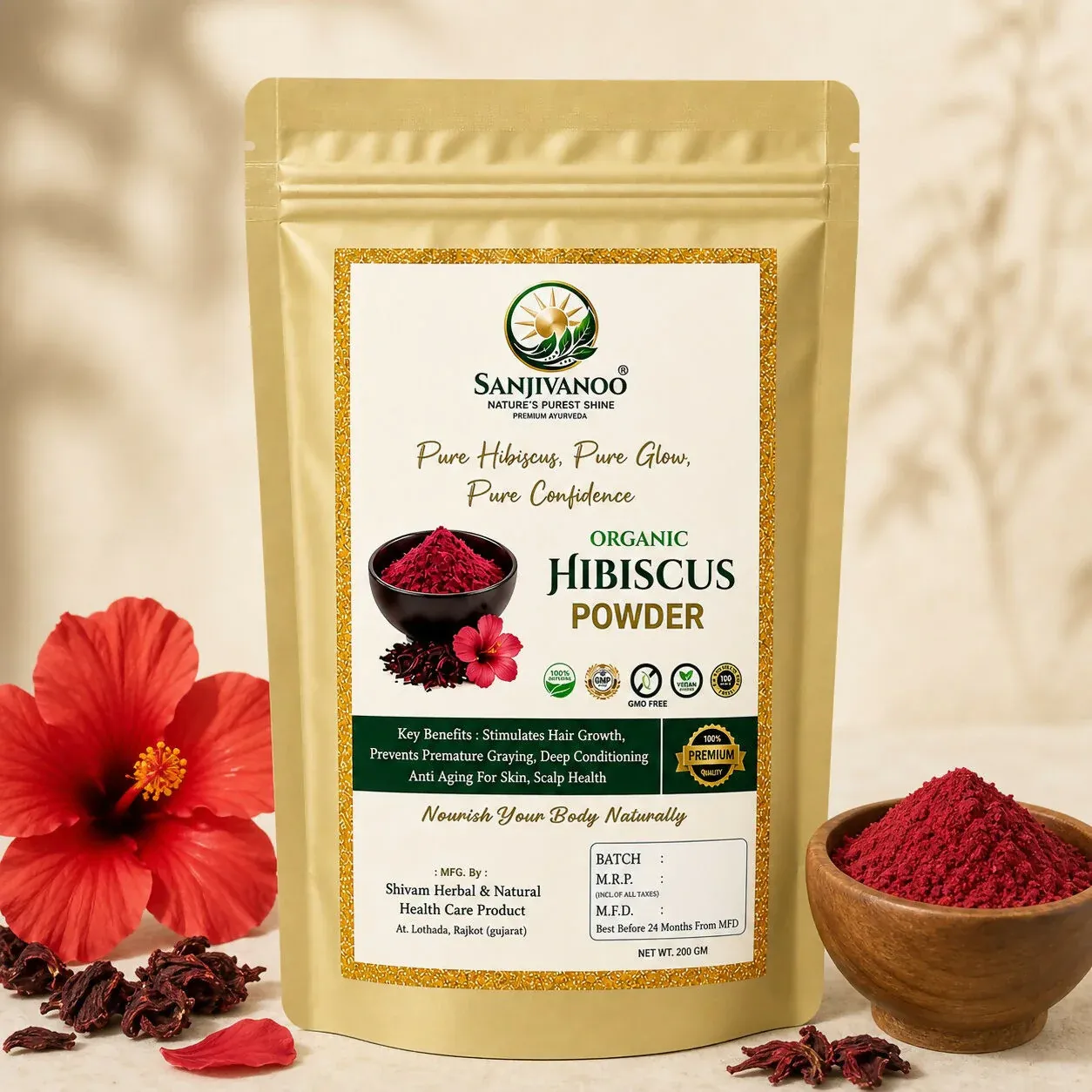 Sanjivanoo Hibiscus Powder Hair Growth Skin Care Herbal (200 GM) - Detailed Feature View 3