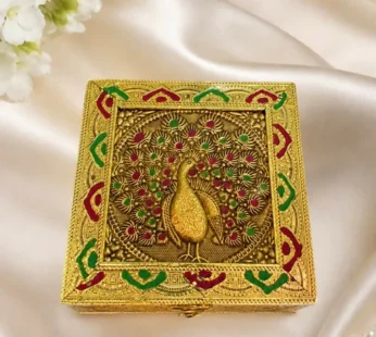 Traditional Gold Tone Peacock Design With Storage Compartments