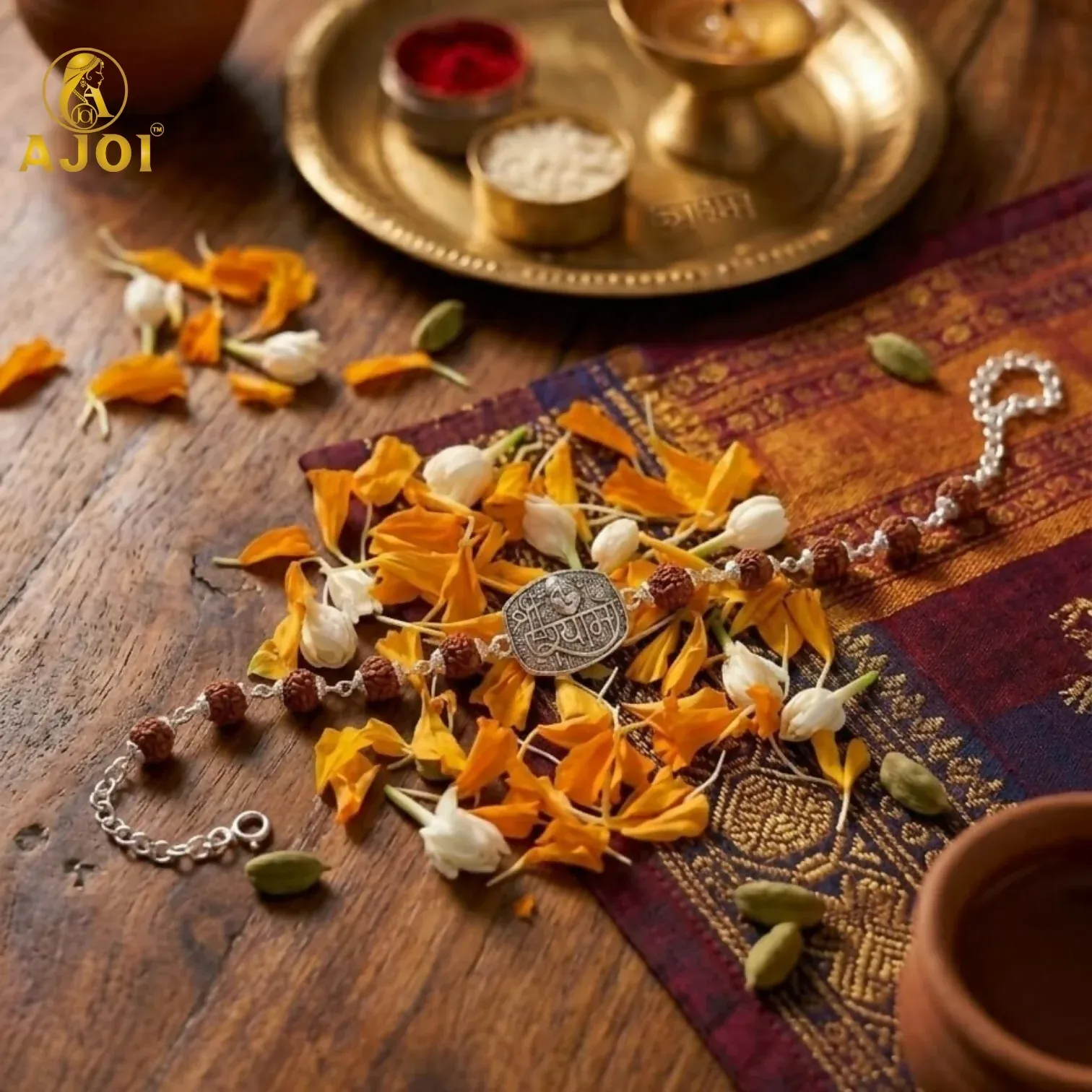 Premium Shree Shyam Rudraksha Rakhi | Silver Plated Adjustable Rakhi - Buy Online at Alikart