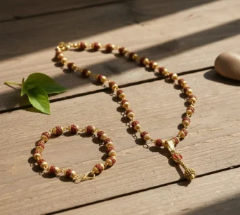 Ram Naam Pendant Gold Plated Combo with Rudraksha Bracelet