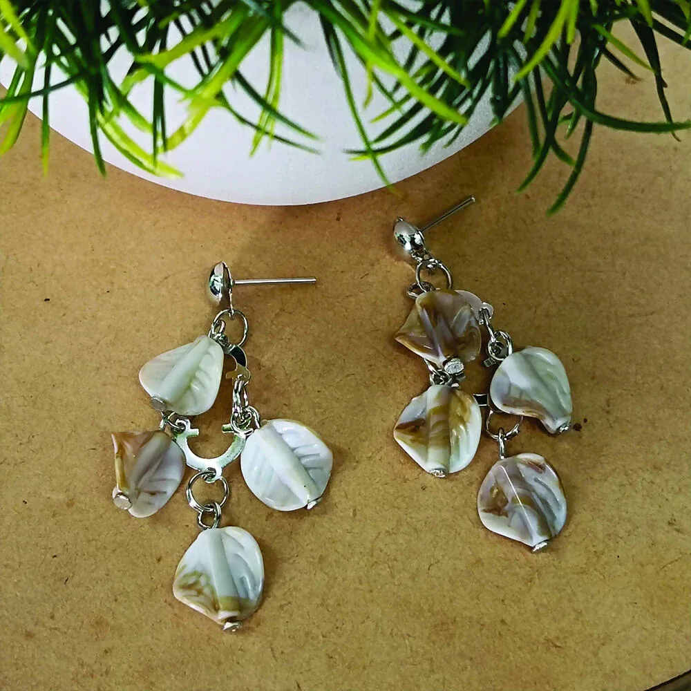 Premium Silver Plated Shell Dangler Earrings – Elegant Coastal Style - Buy Online at Alikart