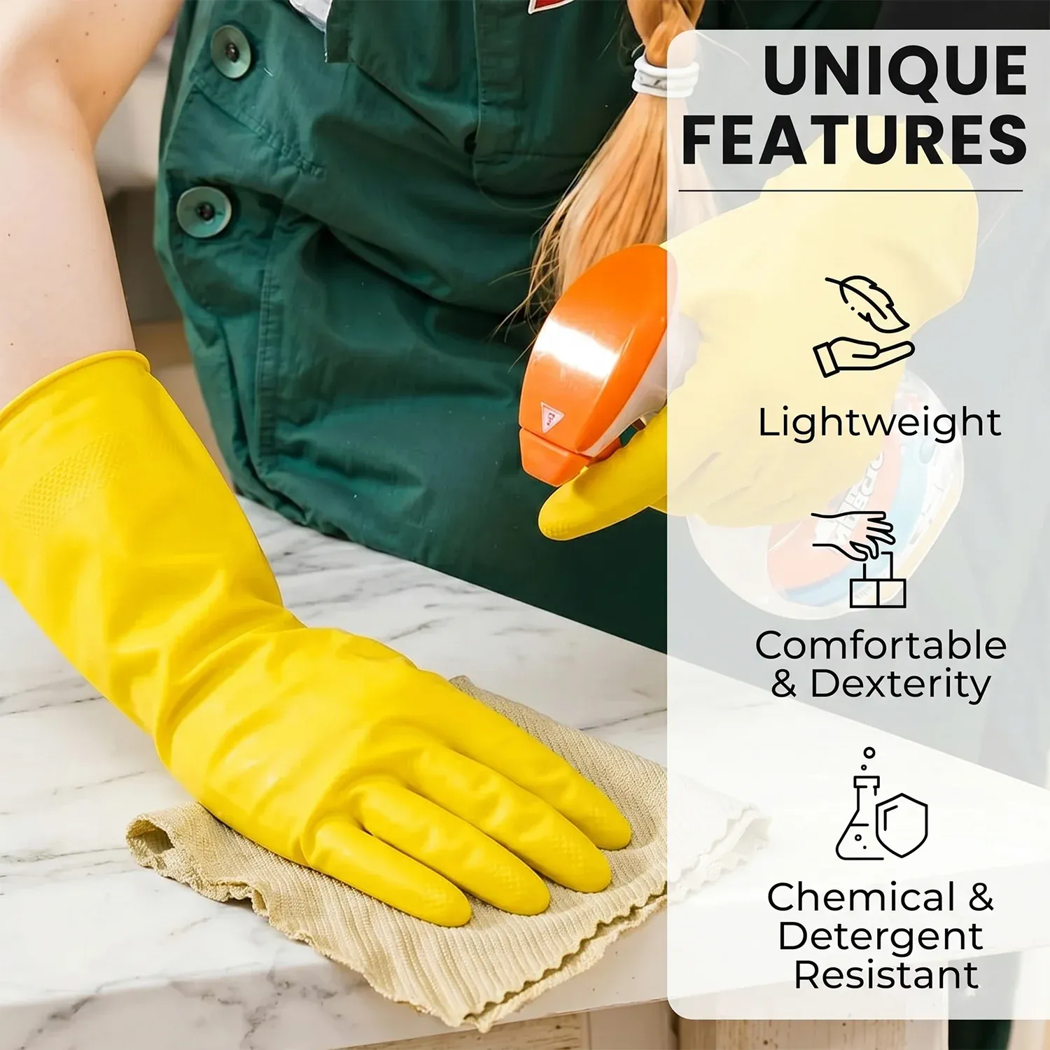 Waterproof Rubber Gloves – Durable & Reusable for Household Tasks - Detailed Feature View 3
