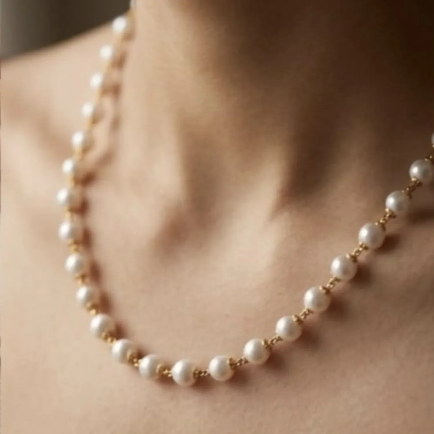 Traditional White Pearl Mala for Women Gold Tone Beaded Ethnic Jewe... - Detailed Feature View 1