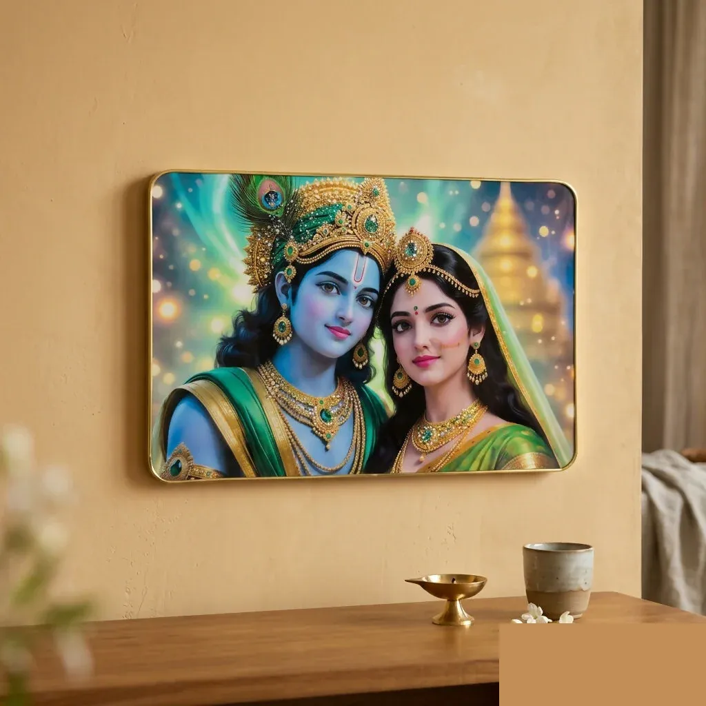 Premium Radha Krishna Acrylic Photo Frame – Elegant Wall Decor for Temples - Buy Online at Alikart