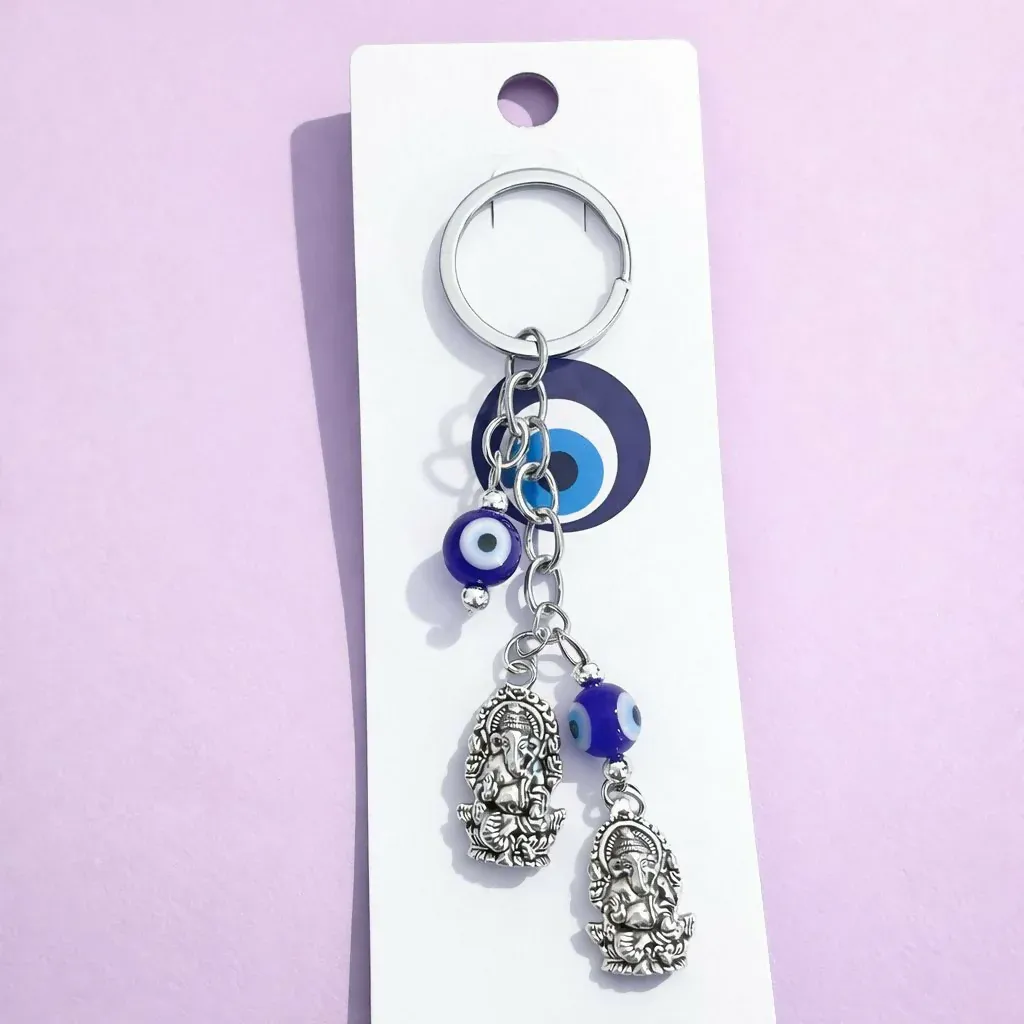 Ganesh Evil Eye Keychain – Stylish Protection for Keys & Bags - Detailed Feature View 1