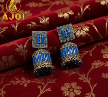 Sapphire Blue Designer Earrings – Elegant Drop & Stone Detail