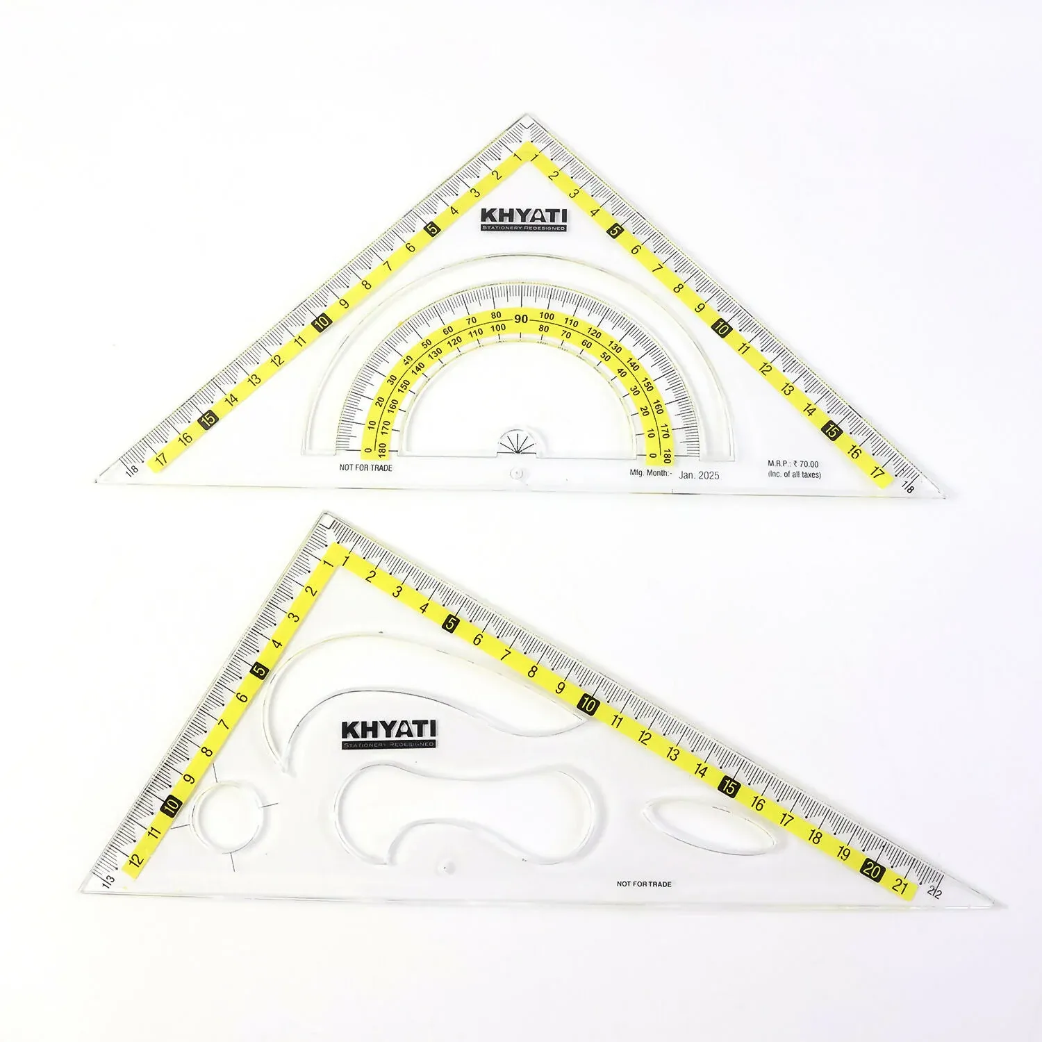 Transparent Set Square with Protractor for Precise Drawing - Detailed Feature View 4