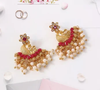 Pearl Earrings Pink Dangle – Elegant Ethnic Jewellery for Women