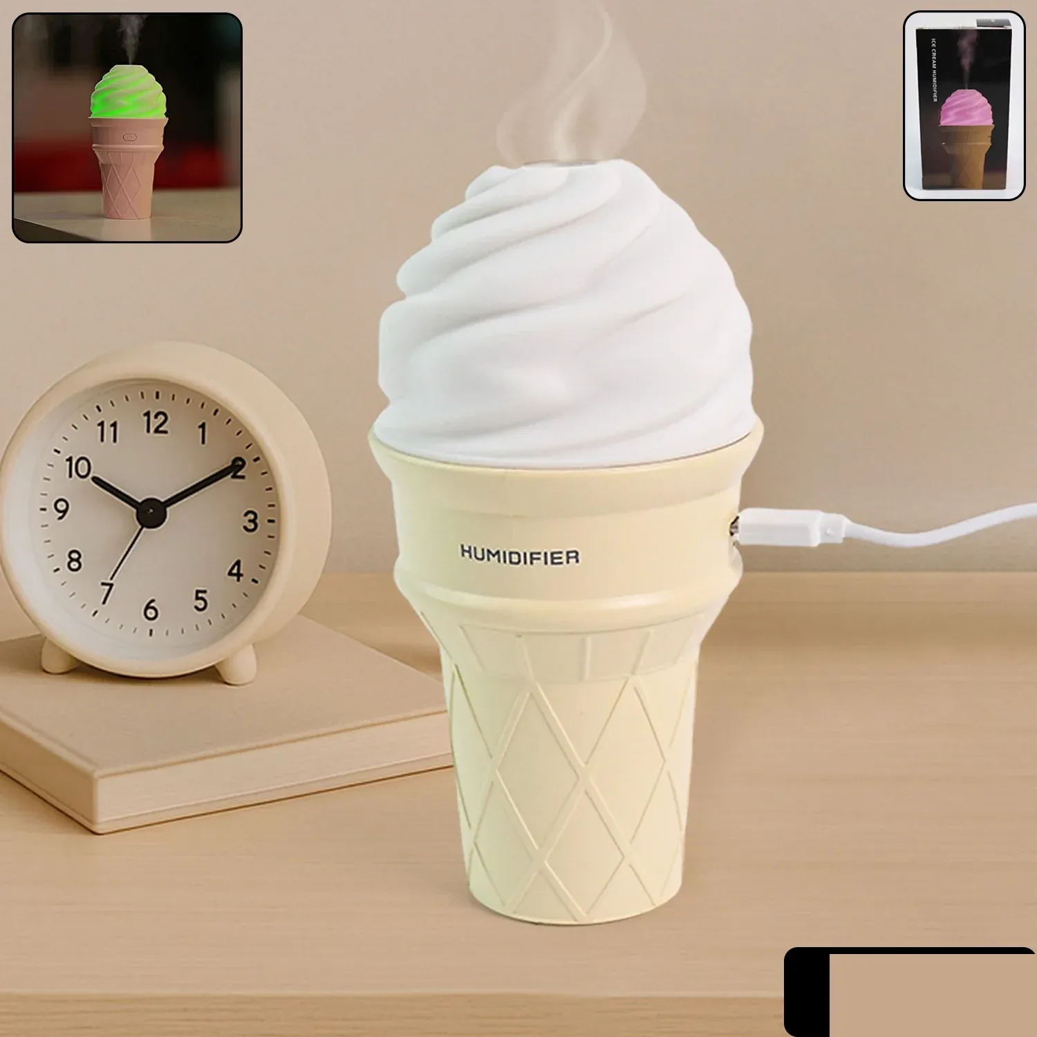 Ice Cream Cone Humidifier – Portable Air Freshener with LED - Detailed Feature View 1