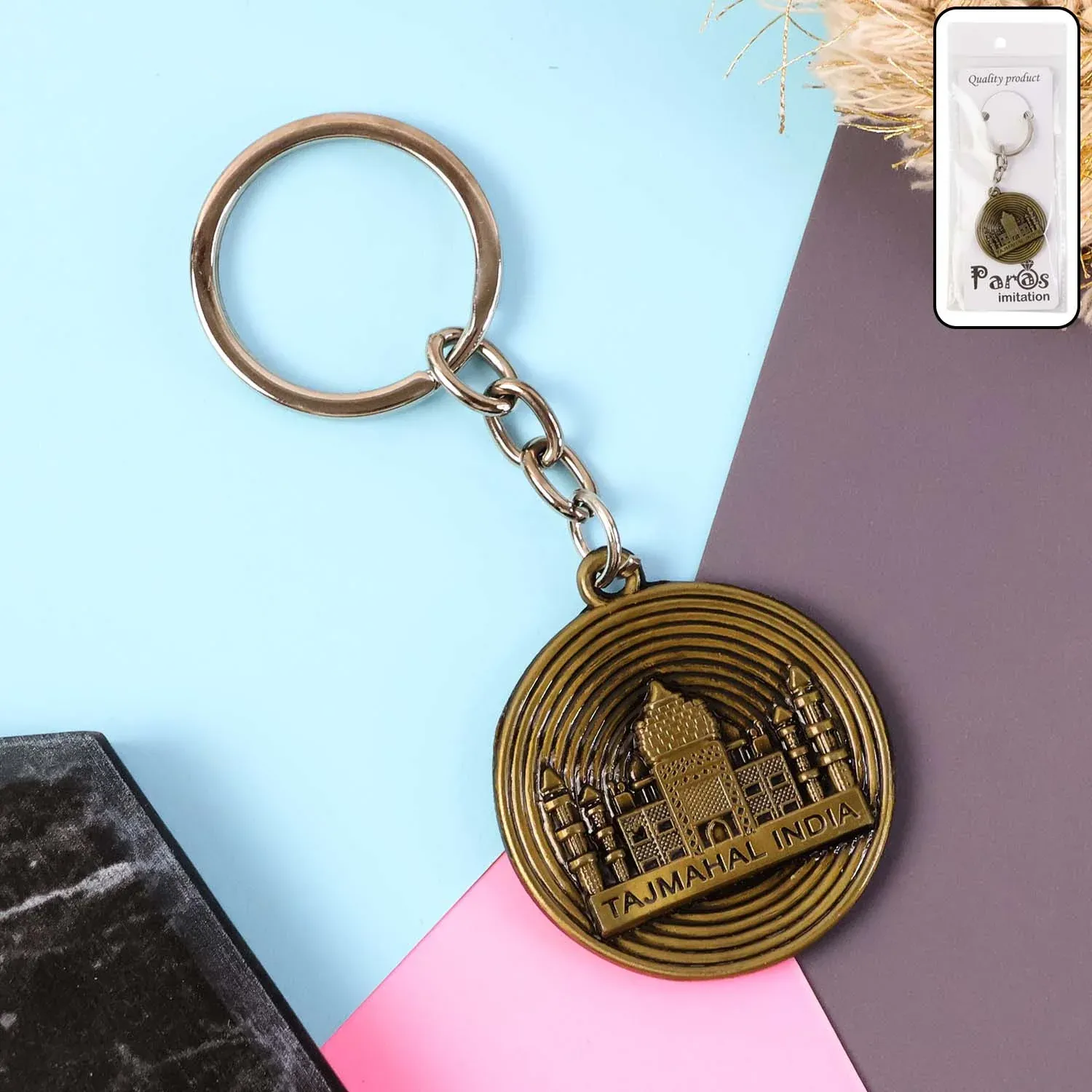 Premium Taj Mahal Souvenir Keychain – Antique Brass Finish Durable Metal - Buy Online at Alikart