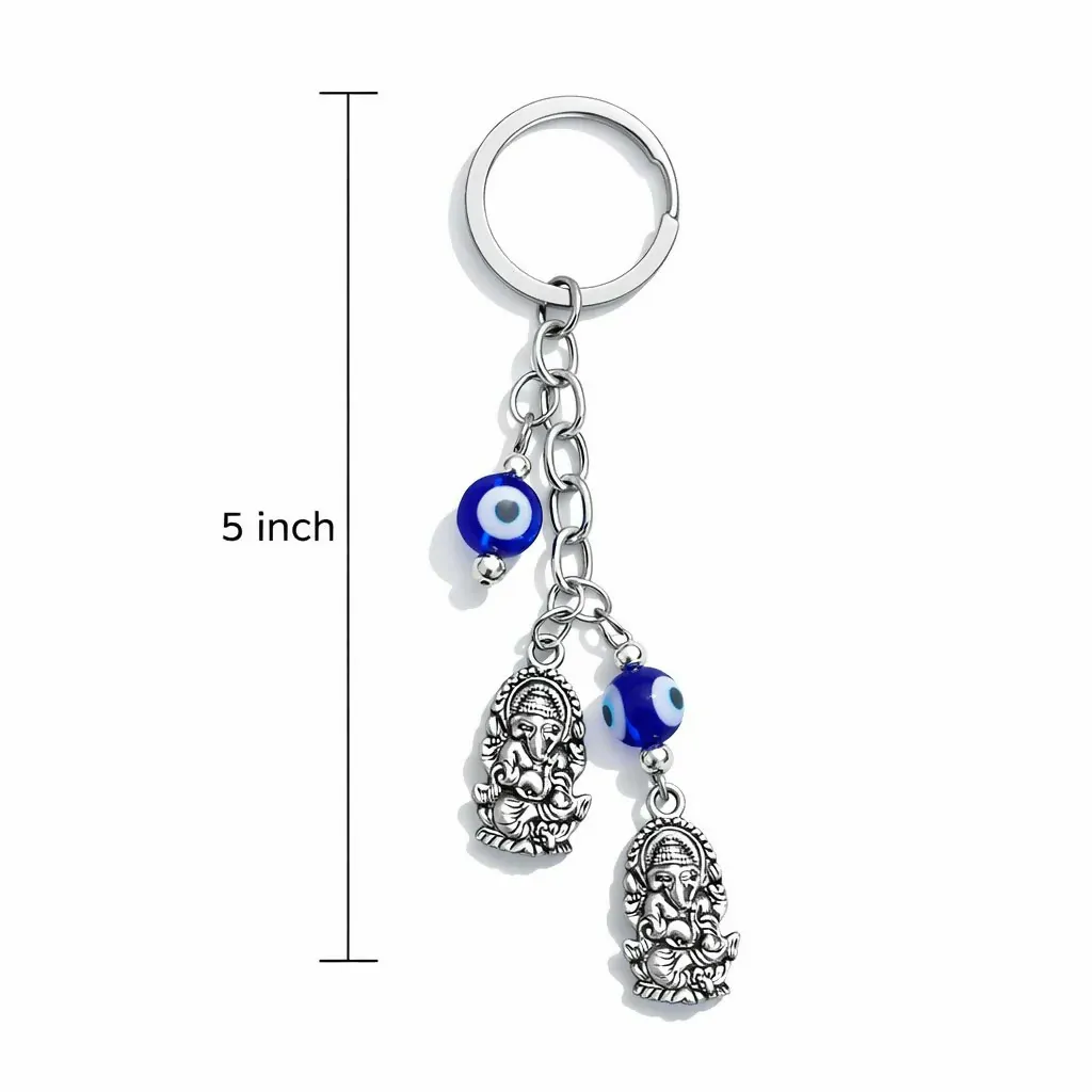 Ganesh Evil Eye Keychain – Stylish Protection for Keys & Bags - Detailed Feature View 2