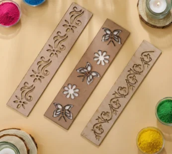 Wooden Rangoli Border Stencils – 3 Reusable Umbra Patti Designs