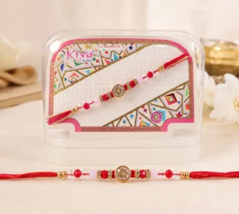 Sparkling AD Round Flower Designer Rakhi for Brother, Crystal Beads Gift