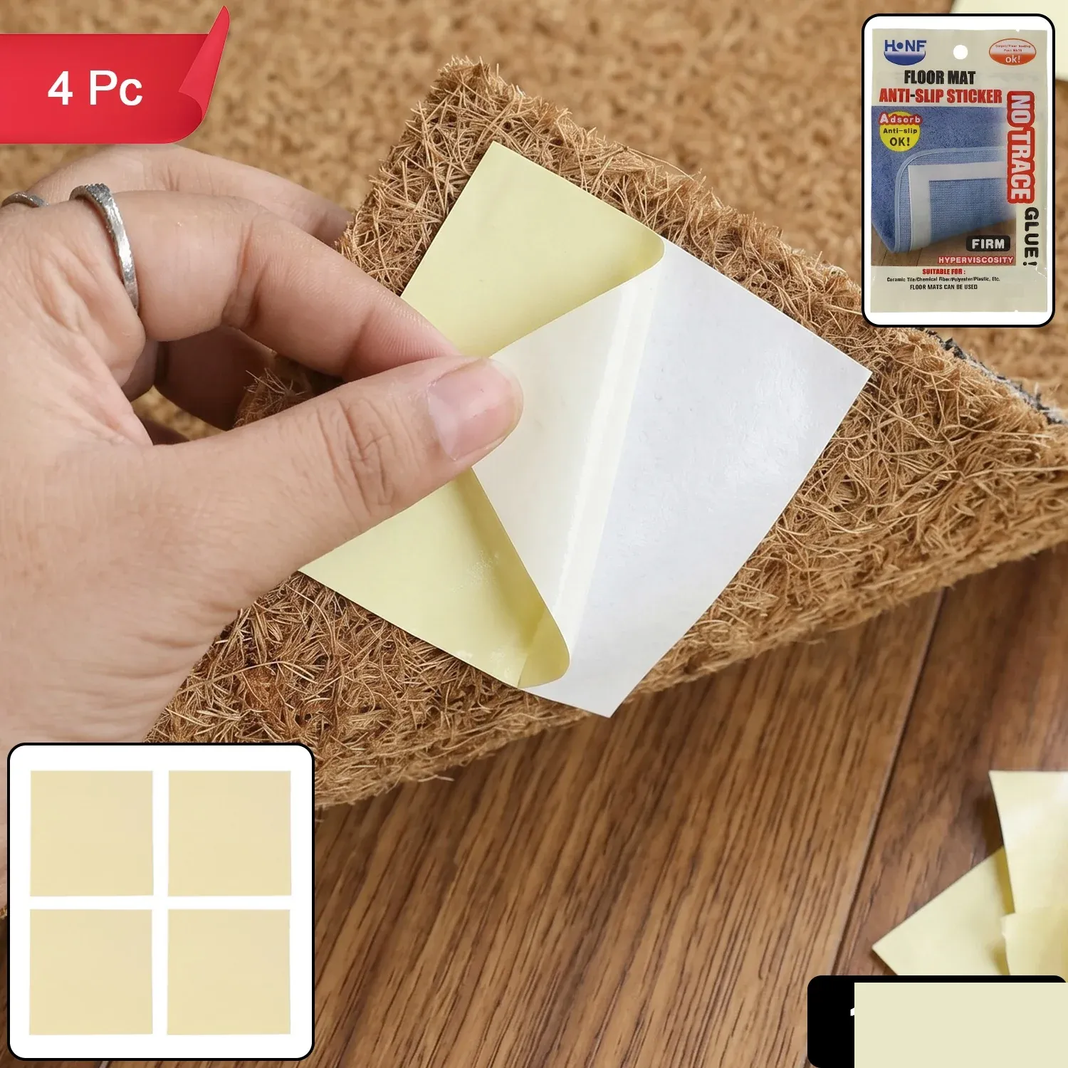 Anti Slip Mat Grippers – Reusable Floor Mat Fixing Stickers for Safety - Detailed Feature View 1
