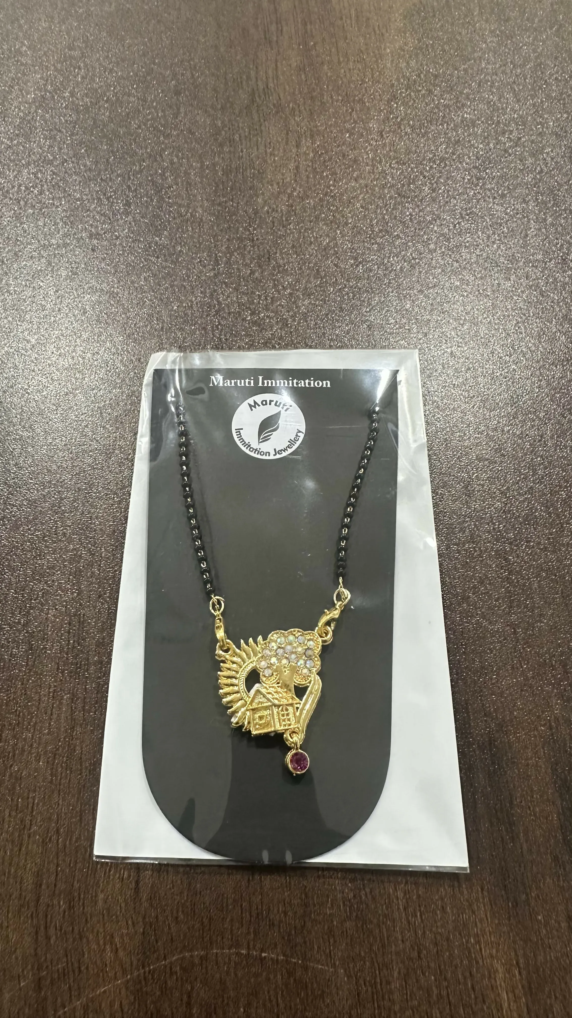 Mangalsutra Necklace – Peacock Pendant with Gold-Tone Finish - Detailed Feature View 3