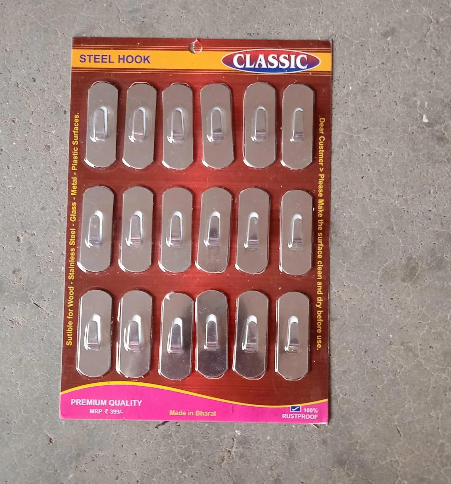 Stainless Steel Wall Hooks – 18 Pc Self-Adhesive Set | GlimmerHome - Detailed Feature View 7