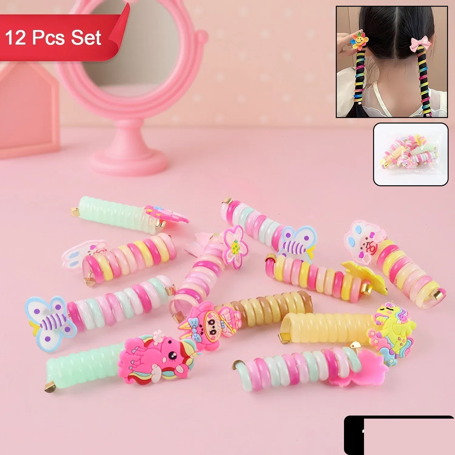 Spiral Hair Braiding Clips for Kids – Colorful Cartoon Designs - Detailed Feature View 1