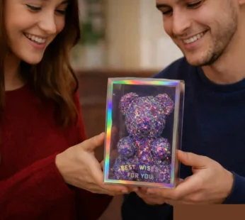 Purple Glitter Teddy Bear Showpiece – Perfect Decorative Gift