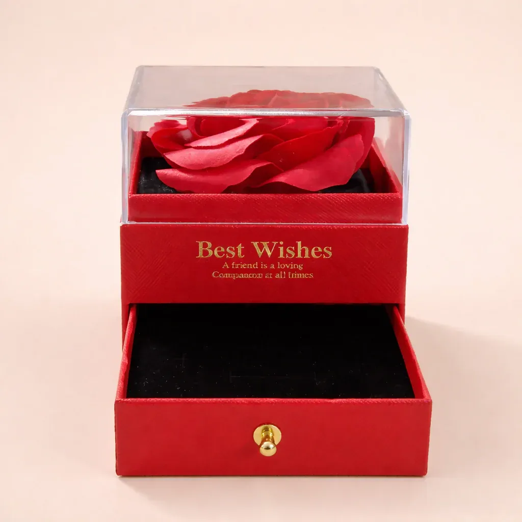 Preserved Rose Gift Box with Drawer – Elegant Home Décor & Gifting - Detailed Feature View 3