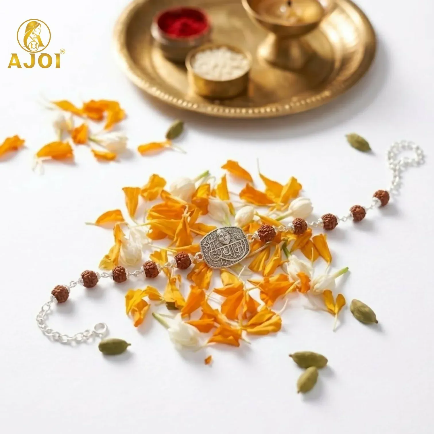 Shree Shyam Rudraksha Rakhi | Silver Plated Adjustable Rakhi - Detailed Feature View 3