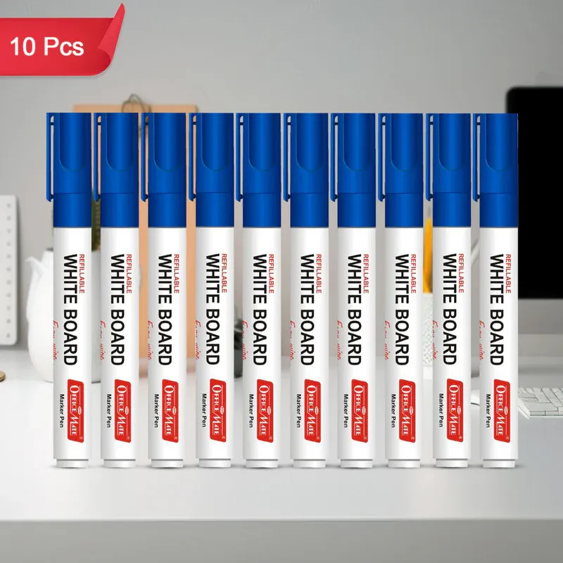 Premium Whiteboard Marker Pens Blue Ink – Refillable & Easy Erase (10 Pcs) - Buy Online at Alikart