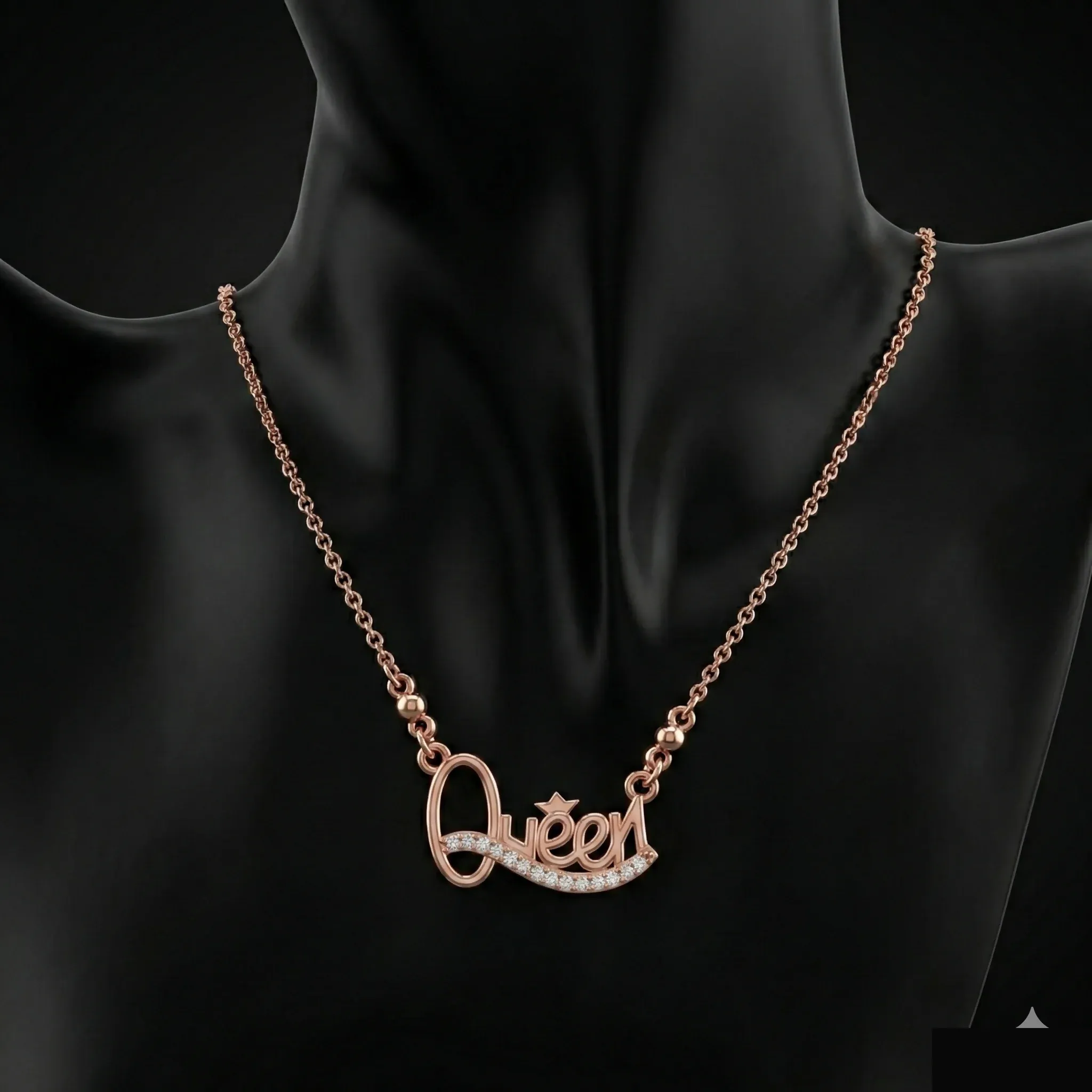 Queen Pendant Necklace Rose Gold Plated – Elegant Crystal Accent - Detailed Feature View 2