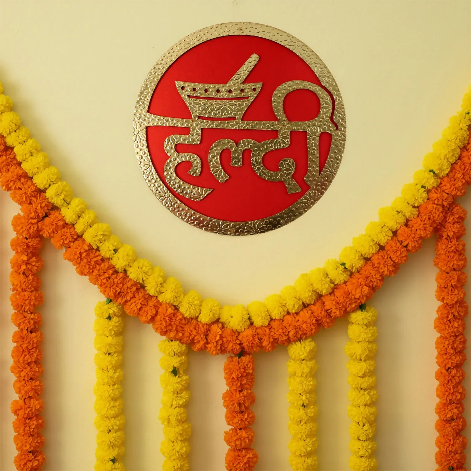 Haldi Ceremony Wall Hanging – Bright Festive Wedding Decor - Detailed Feature View 2