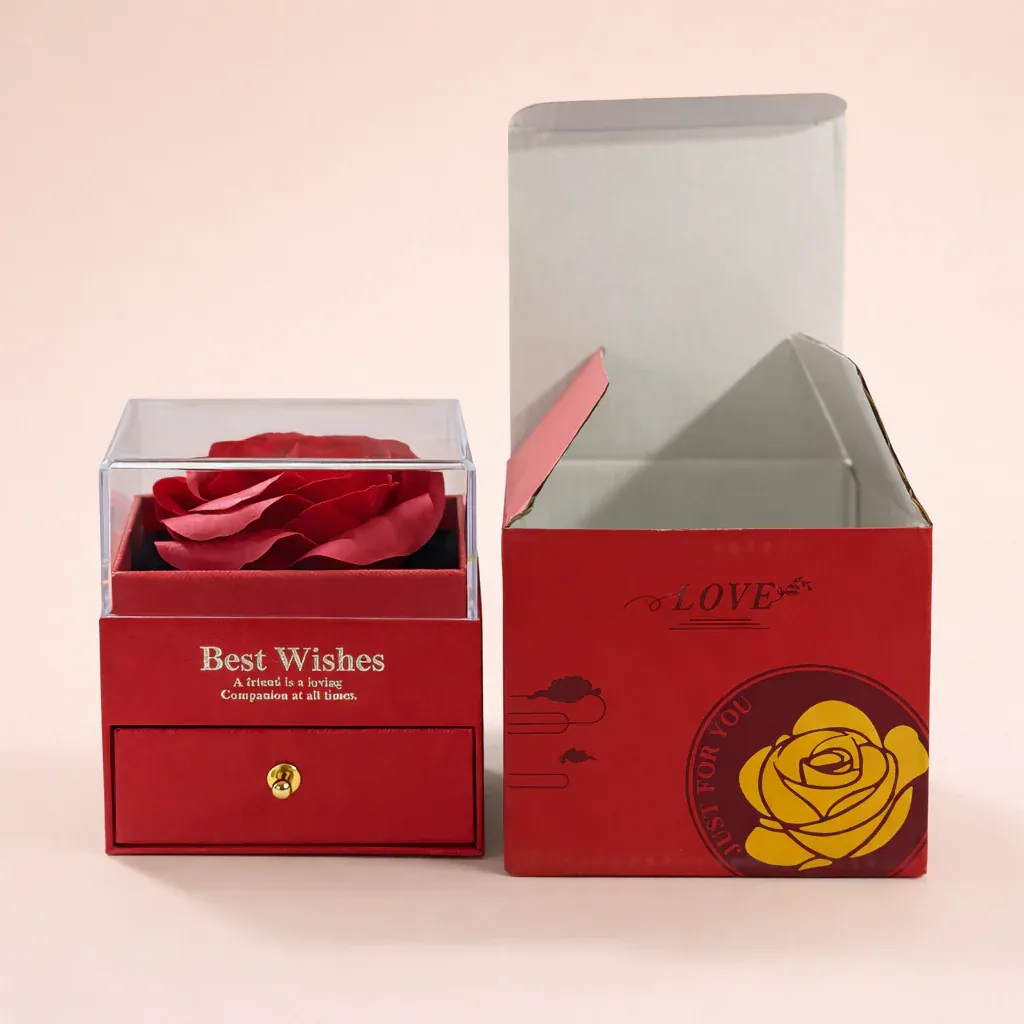 Preserved Rose Gift Box with Drawer – Elegant Home Décor & Gifting - Detailed Feature View 5