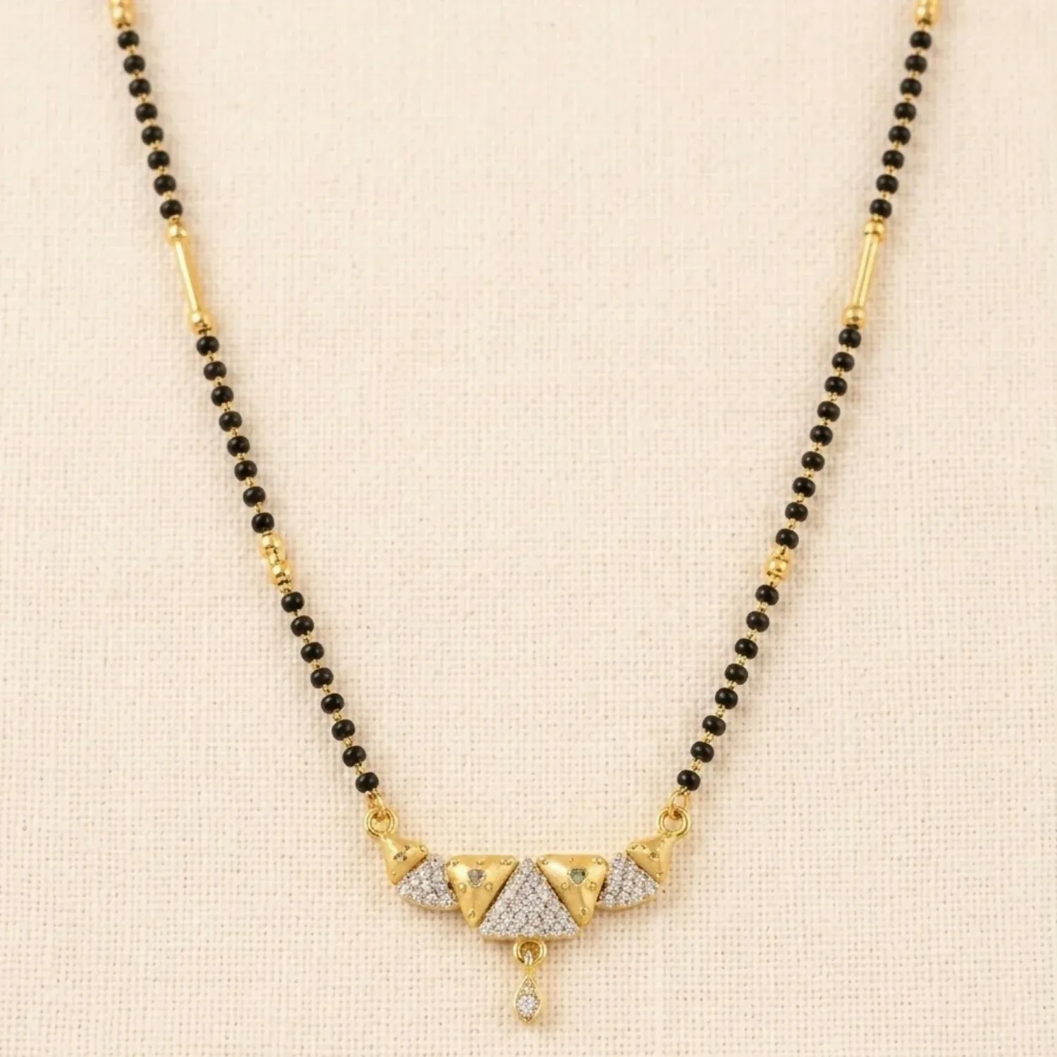 Gold Plated Pendant Short Mangalsutra for Modern Women - Detailed Feature View 1