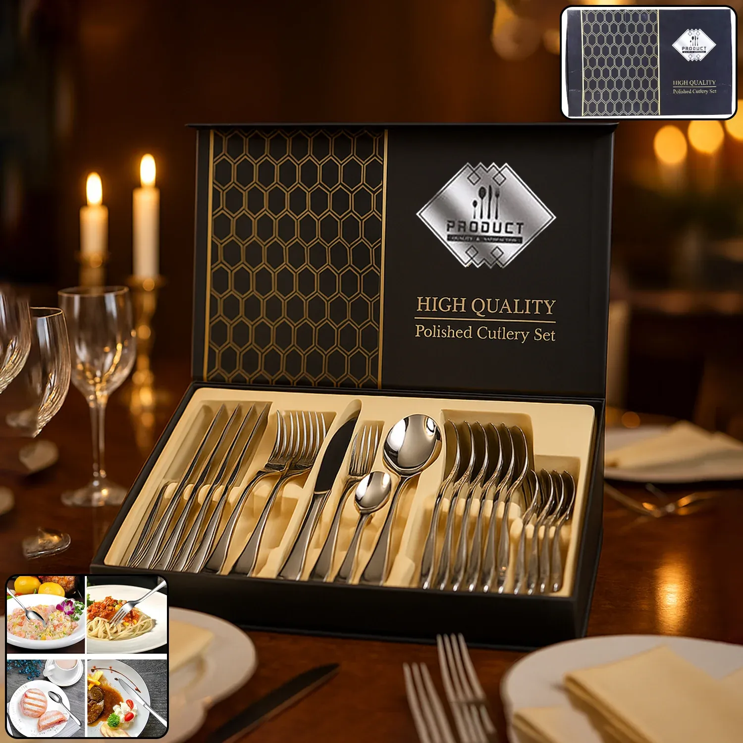 Premium Stainless Steel Cutlery Set – 24 Pc Polished Dinnerware - Buy Online at Alikart